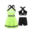 thumbnail image 2 of YUUMIN Kids Tennis Dress Outfits Girls Golf Athletic Dresses and Dance Crop Tops with Booty Shorts Fluorescent Green 12, 2 of 5