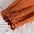 thumbnail image 7 of ClodeEU Women's Linen Blend Crewneck Long Sleeve Button Down Shirt with Cinched Cuffs ,Casual Loose Fit Blouse Orange,Women's Plus XL, 7 of 7