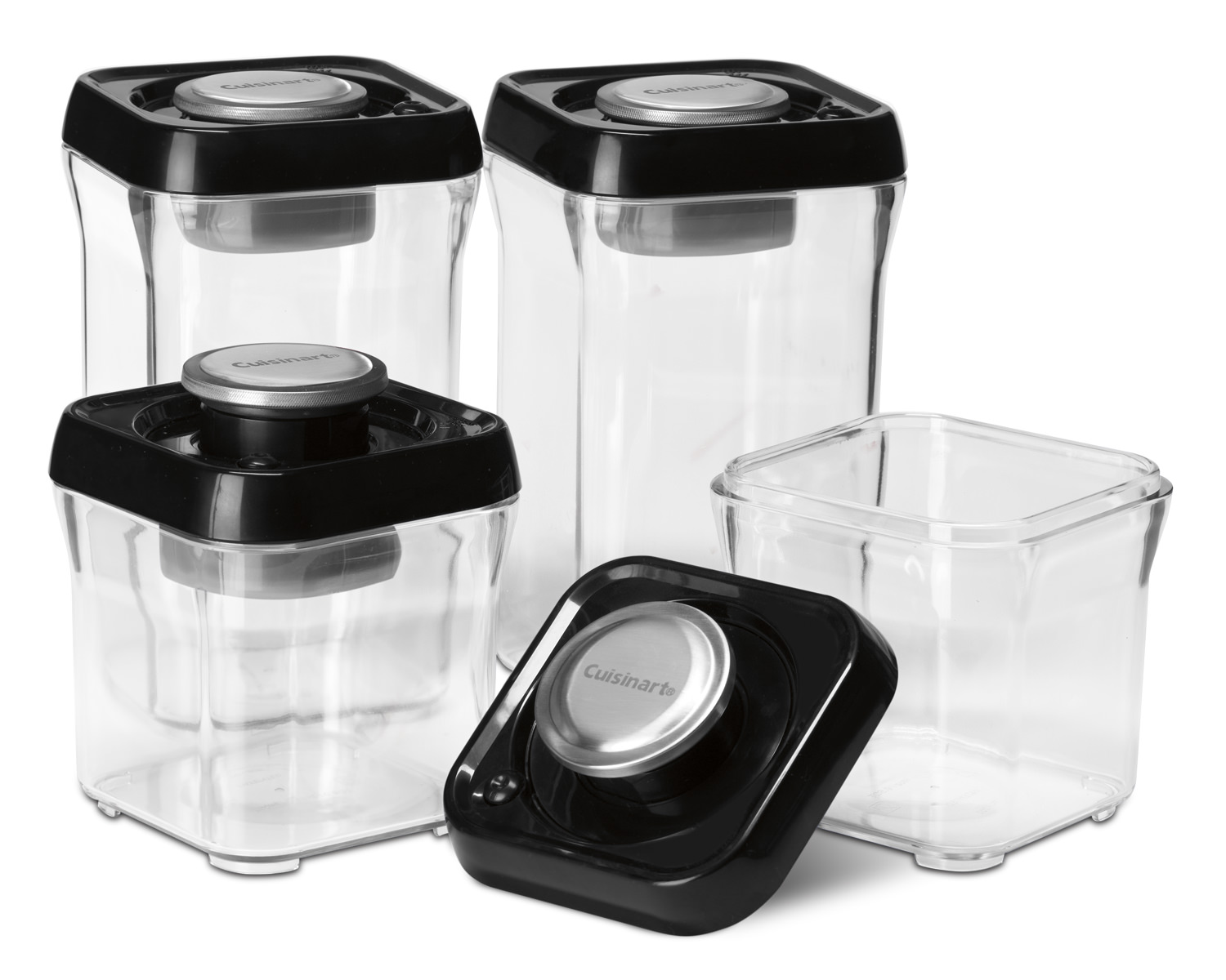 Fresh Edge 8Piece Vacuum Sealed Food Storage Containers, Black