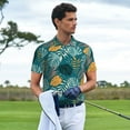 thumbnail image 4 of Salouo Tropical Leaves for Men's Short Sleeve Polo Shirts,Polo Shirts for Men Performance Short Sleeve Golf Shirt Athletic Casual Collared T-Shirt-XX-Large, 4 of 8