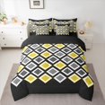 thumbnail image 2 of Castle Fairy Geometric Plaid Bedding Comforter Set,Minimalist Checkered King Bedding Sets, 2 of 8