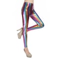 thumbnail image 3 of Women's High Waist PU Leather Leggings, Shiny Metallic Liquid Look, Stretchy Faux Leather Tights for Party, Night Out, Club Wear, and Edgy Fashion-Colorful, 3 of 3