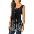 thumbnail image 1 of KISSMODA Black Floral Blouse Flare Casual Tunic Tops Shirts for women O Neck Sleeveless M, 1 of 5