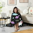 thumbnail image 4 of Wearable Blanket,Black Cartoon Dinosaurs Eggs Stars Pattern Hooded Wearable Flannel Blanket for Adults & Teens,Winter Poncho Shawl Wrap Cape Cozy Anti-Pill,50"x60", 4 of 5