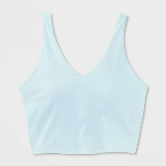 Women's Flex Light Support V-Neck Crop Sports Bra - All in Motion™ Light Blue 1X