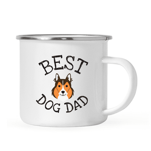 Koyal Wholesale Best Dog Dad Stainless Steel Campfire Coffee Tea Mug, Shetland Sheepdog, Dog Graphic, 1-Pack