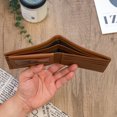 thumbnail image 6 of Men's Light Brown Leather Bifold Wallet RFID Blocking Front Pocket Security Passcase Cowhide Durable Extra Capacity Billfold 6 Credit Cards with Flip-out ID Classic Handmade Gift For Him VINAM-B-06, 6 of 7