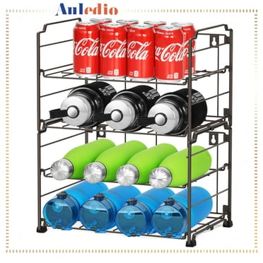 Adjustable Water Bottle Organizer Holder, 2 Tier (2 Pack) Stackable Wall-Mounted Water Bottle Storage Rack for Kitchen Countertop Pantry Cabinet - Bronze