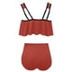 thumbnail image 3 of Bikini de Mujer Trajes de Baño Bikini con Ruffles Conjunto con Sujetador Acolchado Extraíble, Pantalones Cortos de Cintura Alta para la Playa, 3 of 4