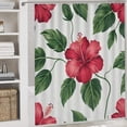 thumbnail image 5 of Shower Curtain sets and Bath Mat Set, Green Leaves Pattern Printed on Shower Curtain Set with Rugs and Accessories, Suitable for Small Bathroom Gym Guest Bath, 72 x 72 inches, 5 of 8