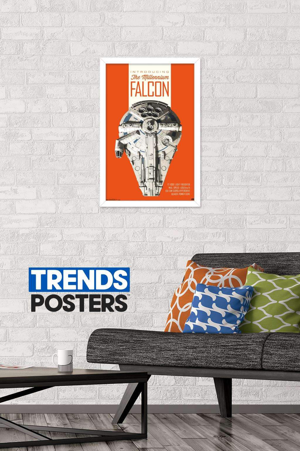 Star Wars: Solo - Millennium Falcon Wall Poster, 14.725" x 22.375", Framed