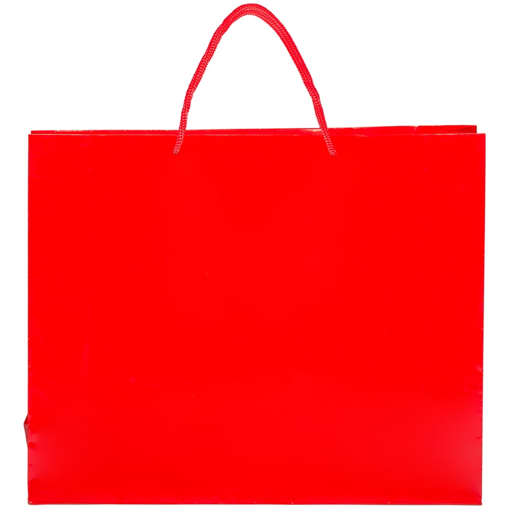 JAM Glossy Gift Bag, 13 x 10 x 5, Red, 1/Pack, Large Horizontal 