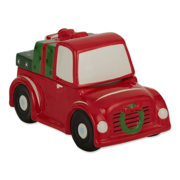 DII Seasonal Holiday Baking Kitchen Serveware, 10.5x6x6.5", Red Christmas Truck Cookie Jar