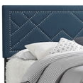 thumbnail image 3 of Fabric Eastern King Bed with Geometric Pattern Nailhead Trims, Teal Blue, 3 of 5
