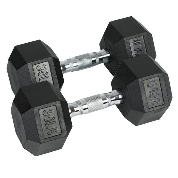 HolaHatha Iron Hexagonal Cast Home Exercise Dumbbell Free Weight, 30 Pounds