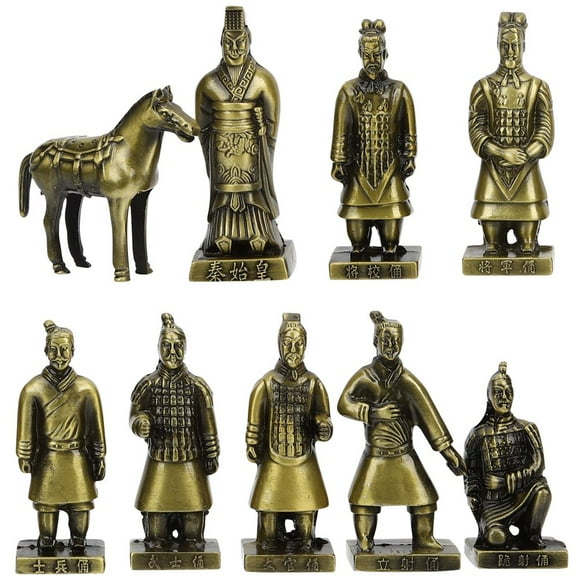 1 Set of Creative Emperor Qin Statue Decor Household Retro Terracotta Warriors Figurine Collection