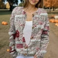 thumbnail image 6 of WTOBBY Women's Fashion Printed Long Sleeve Knitted Cardigan Button Down Jacket, Christmas Pattern Warm and Soft Outerwear for Casual and Party Wear,Pink 4XL, 6 of 7