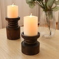 thumbnail image 3 of Mainstays Decorative Wood Pillar Candleholder, Dark Brown, 4", 3 of 7