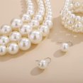 thumbnail image 6 of Multi Strand Layered Faux Pearl Necklace with Earrings and Bracelet Chunky Pearl Choker Necklace Jewelry Set for Women (White), 6 of 13