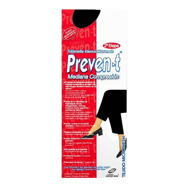 Tobimedias Preven-t para Mujer, Liso Negro Talla M