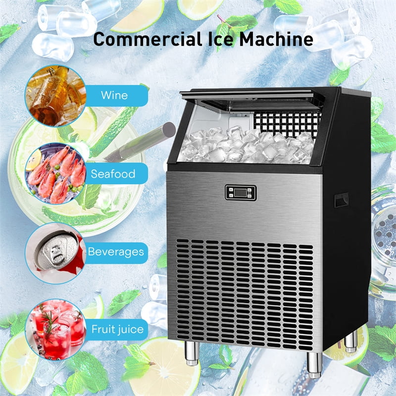 Commercial Ice Maker Freestanding Makes 200 lbs Ice Stainless Steel
