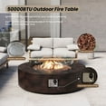 thumbnail image 3 of VENTOPYR 40.5-inch Outdoor Propane Fire Pit Coffee Table w Concrete Round Base Patio Heater, 50,000 BTU Stainless Steel Burner, Free Lava Rocks, Wind Guard, Rain Cover, 3 of 8