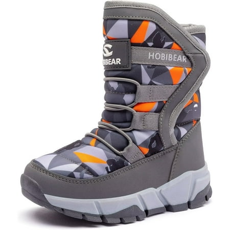 

Gubarun Boys Snow Boots Winter Waterproof Slip Resistant Shoes Orange/Grey 1 Little Kid