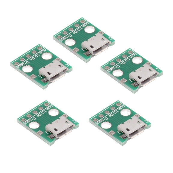 JSER 5pcs/set DIY OEM USB2.0 Micro-B Female Receptacle Socket Connector with Flange PCB Mounting Assembly Solder Type 480Mbps