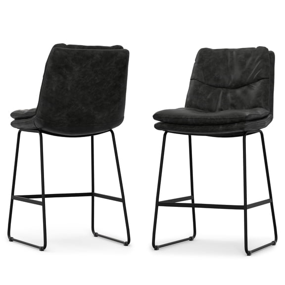 Danika Modern Counter Height stool (Setof2) in Charcoal Gray Vegan Faux Leather