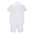 thumbnail image 5 of YLSDY Men's 2 Piece Summer Camp Collar Shorts Sets Notched Collar Short Sleeve V-neck Button T-Shirts and Elastic Waist Shorts Outfits Loungewear Lightweight Tracksuit White L, 5 of 5