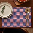 thumbnail image 4 of Red White and Blue Star Striped Pattern Summer Placemats Table Placemats Set Of 6-Linen Kitchen Washable Placemats Table Mats 11.8"x17.7" Non-Slip Heat Resistant, 4 of 5