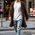 thumbnail image 2 of LISTHA Mens Long Cardigan Knit Ruffle Fashion Fall Winter Sweater Drape Cape Brown 2XL, 2 of 5
