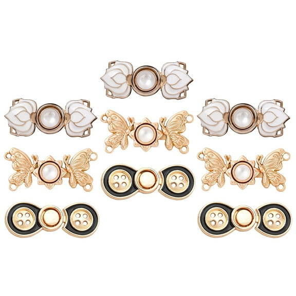 Baluue 9Pcs Lightweight Alloy Pants Waist Clips for Tightening and Fashion