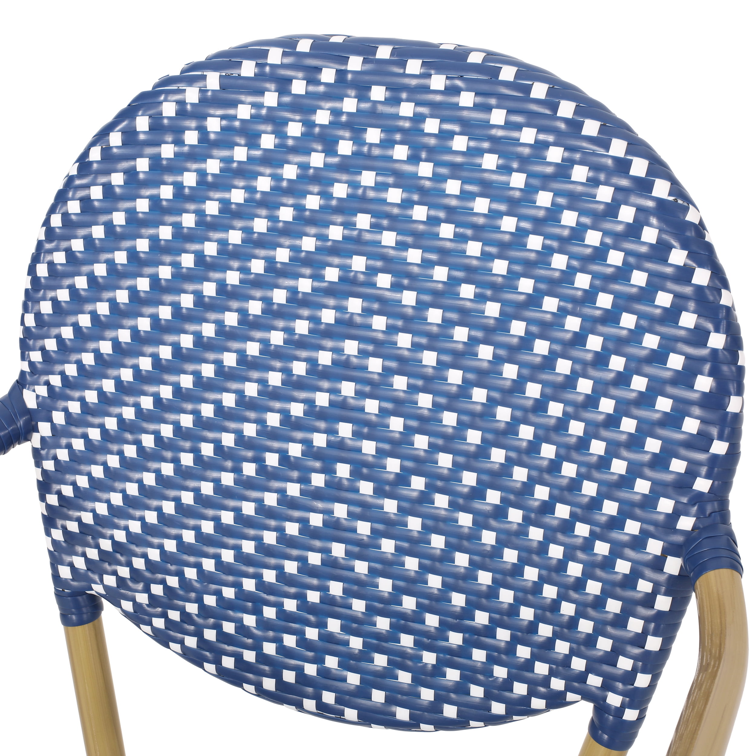 Alger Aluminum Outdoor French Bistro Set, Dark Teal, White, and Bamboo Finish
