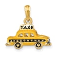 thumbnail image 3 of 14K Yellow Gold Solid Polished Yellow, Black Enamel Finish New York 3-Dimensional Taxi Design Charm Pendant, 3 of 4