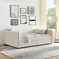 thumbnail image 4 of Newest Daybed with Trundle Upholstered Tufted Sofa Bed, with Two Drawers, Queen Size, Boucle Fabric, Beige, 4 of 9