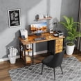 thumbnail image 2 of 47 inch Desk with 4 Drawers & Storage Shelves, Writing Work Study Computer Desk for Home Office Bedroom, Modern Simple Student PC Desks Table, Rustic Brown, 2 of 8