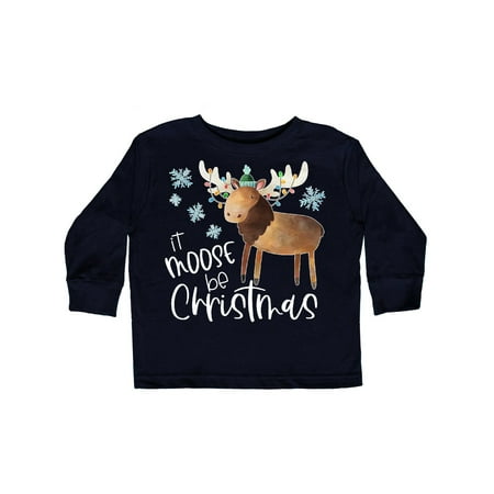 

Inktastic It Moose be Christmas Colorful Lights and Snowflakes Gift Toddler Boy or Toddler Girl Long Sleeve T-Shirt