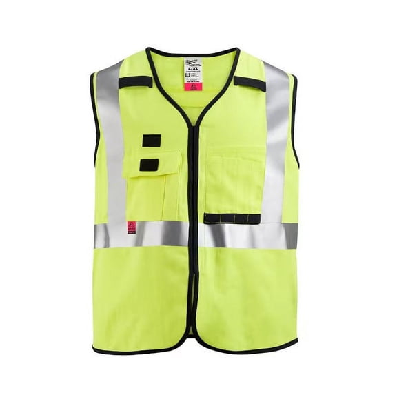 Milwaukee 48-73-5302 AR/FR Cat. 1 Class 2 High Visibility Yellow Safety Vest - L/XL