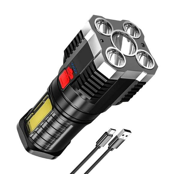 TFixol Compact USB Rechargeable LED Flashlight with COB Light, Portable Mini Work Light for Outdoor Use, Silver (Built-in 800mAh Battery)