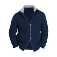 thumbnail image 6 of Men Knitted Sweater Stand Collar Zipper Closure Solid Color Cardiagn Knitwear Long Sleeves Thick Sweater Jacket for Casual Business Wear, 6 of 7