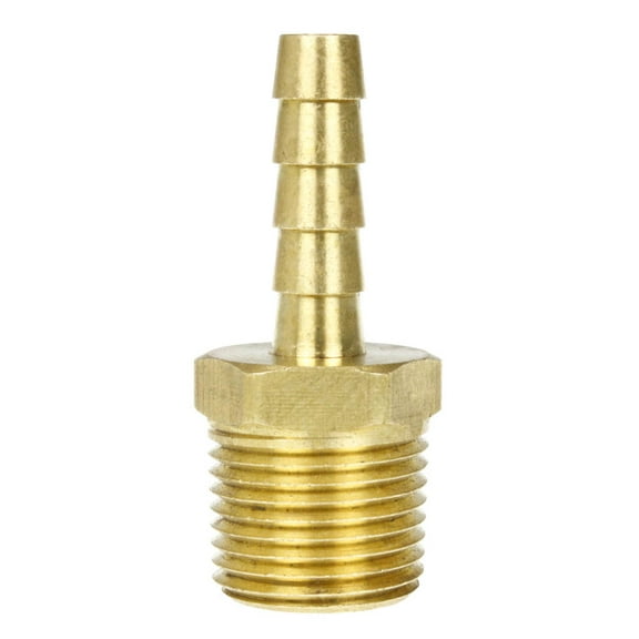 1/4" x 3/8" Hose I.D. x Male NPTF Rigid Hose Barb Adapter Solid Brass Fitting