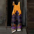 thumbnail image 6 of Halloween Jumpsuits for Women Linen Oversized Sleeveless Dressy Floral Print Adjustable Strap Rompers, 6 of 6