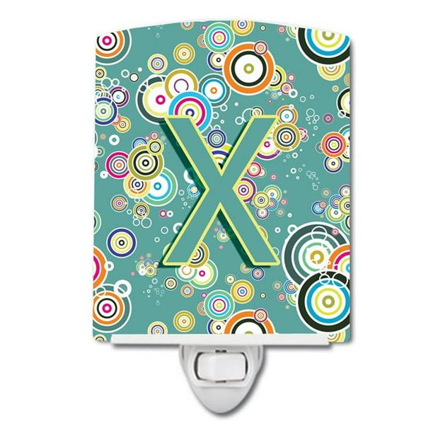 Carolines Treasures CJ2015-XCNL Letter X Circle Circle Teal Initial Alphabet Ceramic Night Light