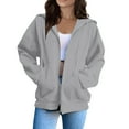 thumbnail image 1 of ManxiVoo Custom Text Photo Hoodie For Women Zip Up Pullover With Sleeve Design Your Own Graphic L Size Grey, 1 of 6