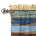 thumbnail image 4 of Vintage Curtain Valances Set Farmhouse Blue Brown Wood Grain Country Style Kitchen Curtains 24&nbsp;inch Length Rod Pocket Valance and Tiers 3 Piece Set Small Bedroom Bathroom Laundry Decor, 4 of 9