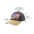 thumbnail image 5 of USA American Flag Hat for Men and Women US Army Letter Embroidered Washed Cotton Baseball Cap, Black, 5 of 5
