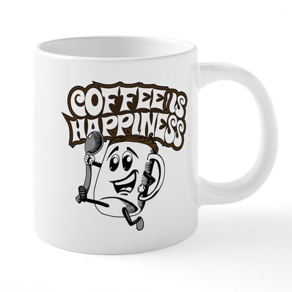 CafePress - Coffee Is Happiness - 20 Oz White Ceramic Mega Mug