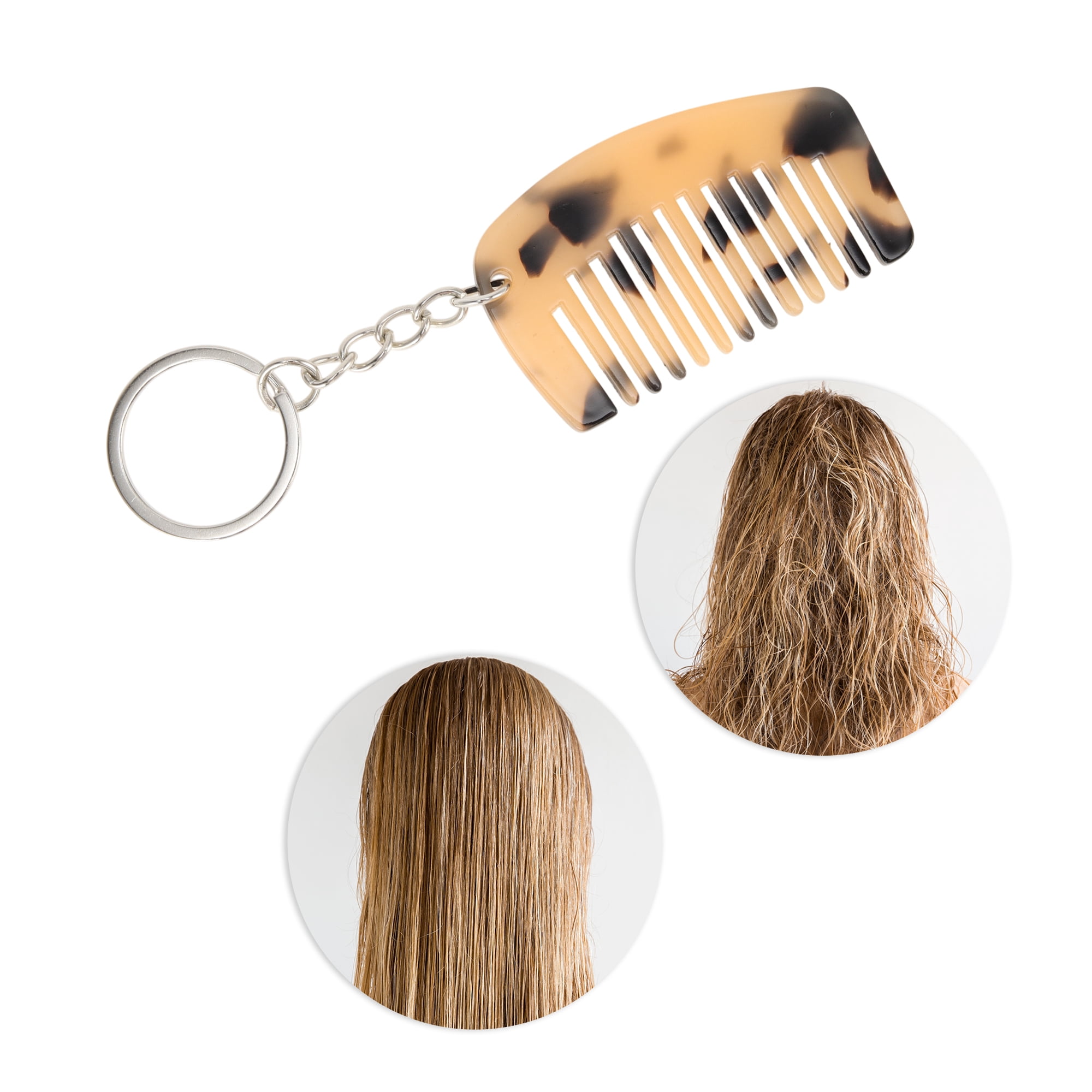 Unique Bargains 1 Pc Durable Mini Keychain Hair Comb for All Hair Types Styles Light Brown