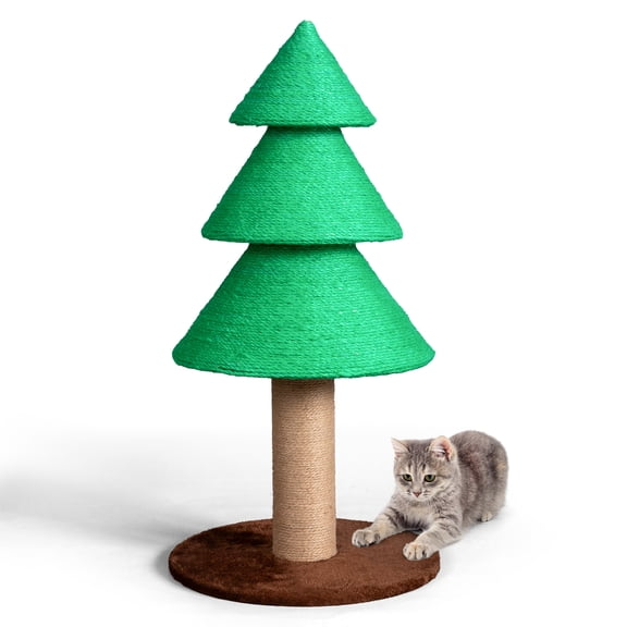 XiHuaZhaoChen 31.5in Christmas Tree Cat Scratcher, Cat Scratching Post for Indoor Cats, Large Sisal Cat Scratching Tree Cat Scratch Tower,Green